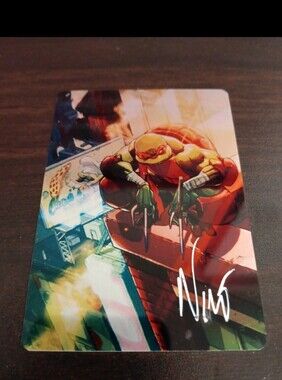 T.M.N.T Raphael metal card Signed by Eddie Nunez with COA